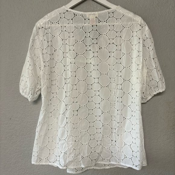 Sundance V Neck Lace White Crochet Blouse Top Size M - Picture 3 of 3